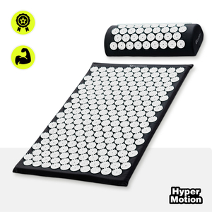 Tappetino per agopressione con cuscino e fodera - 72 cm HyperMotion nero e bianco