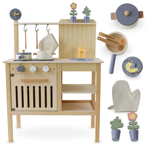 Cucina da giardino in legno con accessori - natural boho