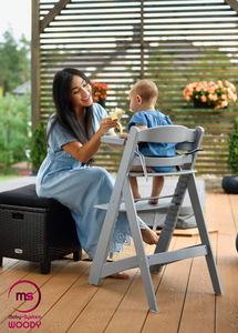 Sedia per alimentazione in legno Moby-System WOODY - colore grigio