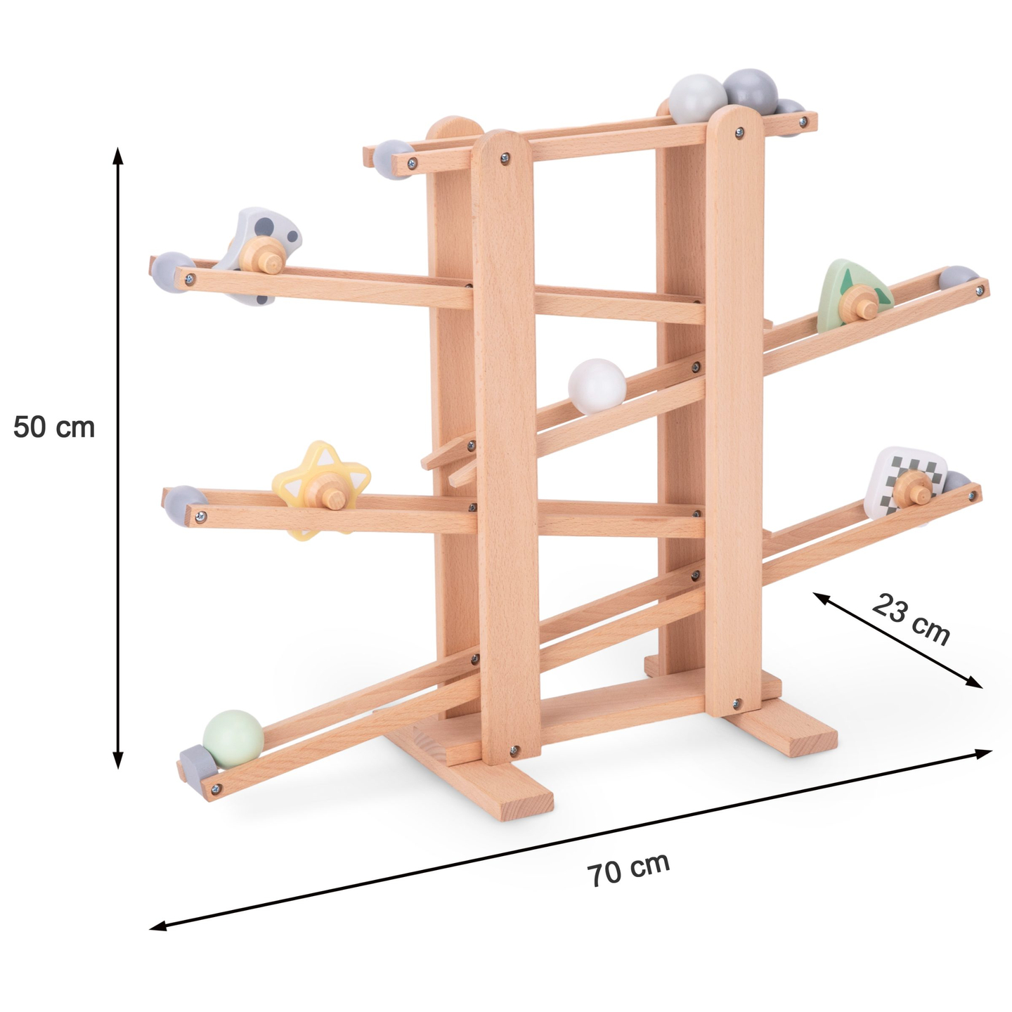 Ampio vicolo cieco in legno - scivolo con elementi rotanti