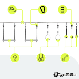 Percorso ad ostacoli Ninja per bambini - Set di slackline HyperMotion - 7 ostacoli
