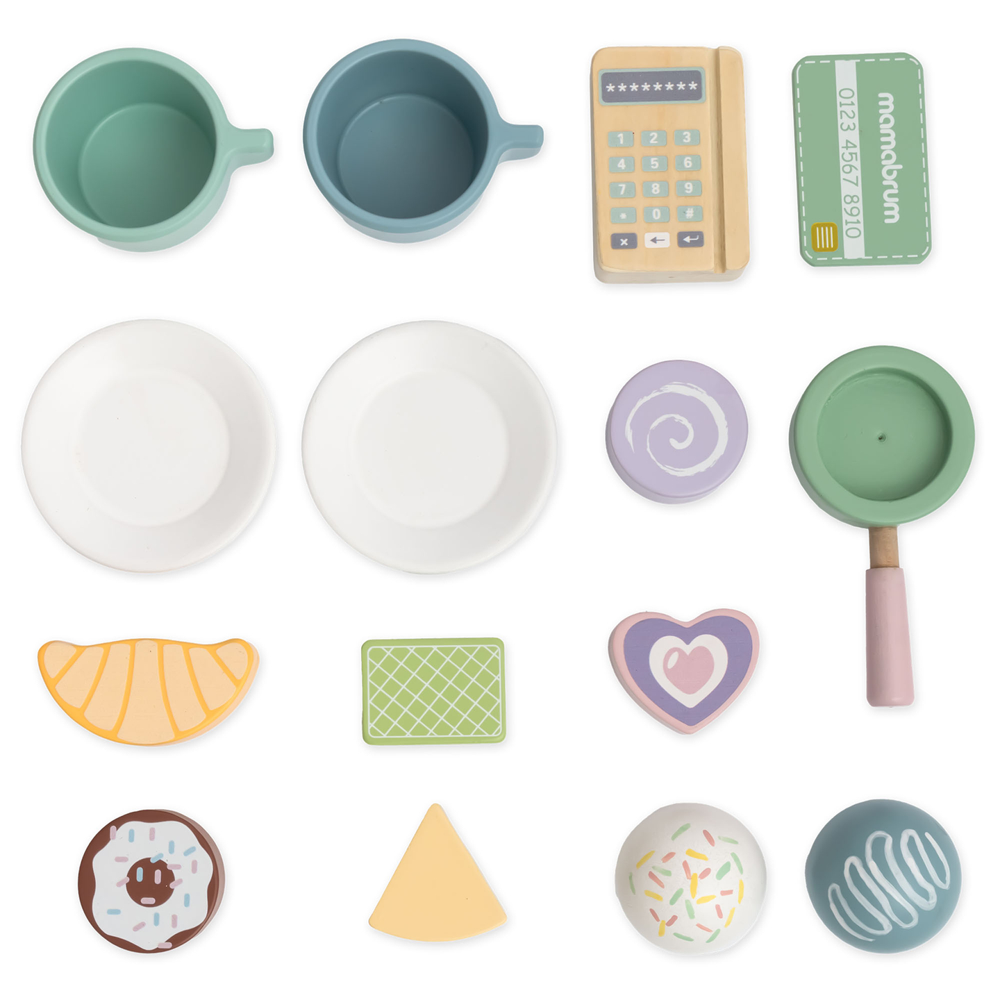 Una grande gelateria in legno con lavagna magnetica, macchina del caffè e set di gelati e dessert - oltre 70 pezzi!