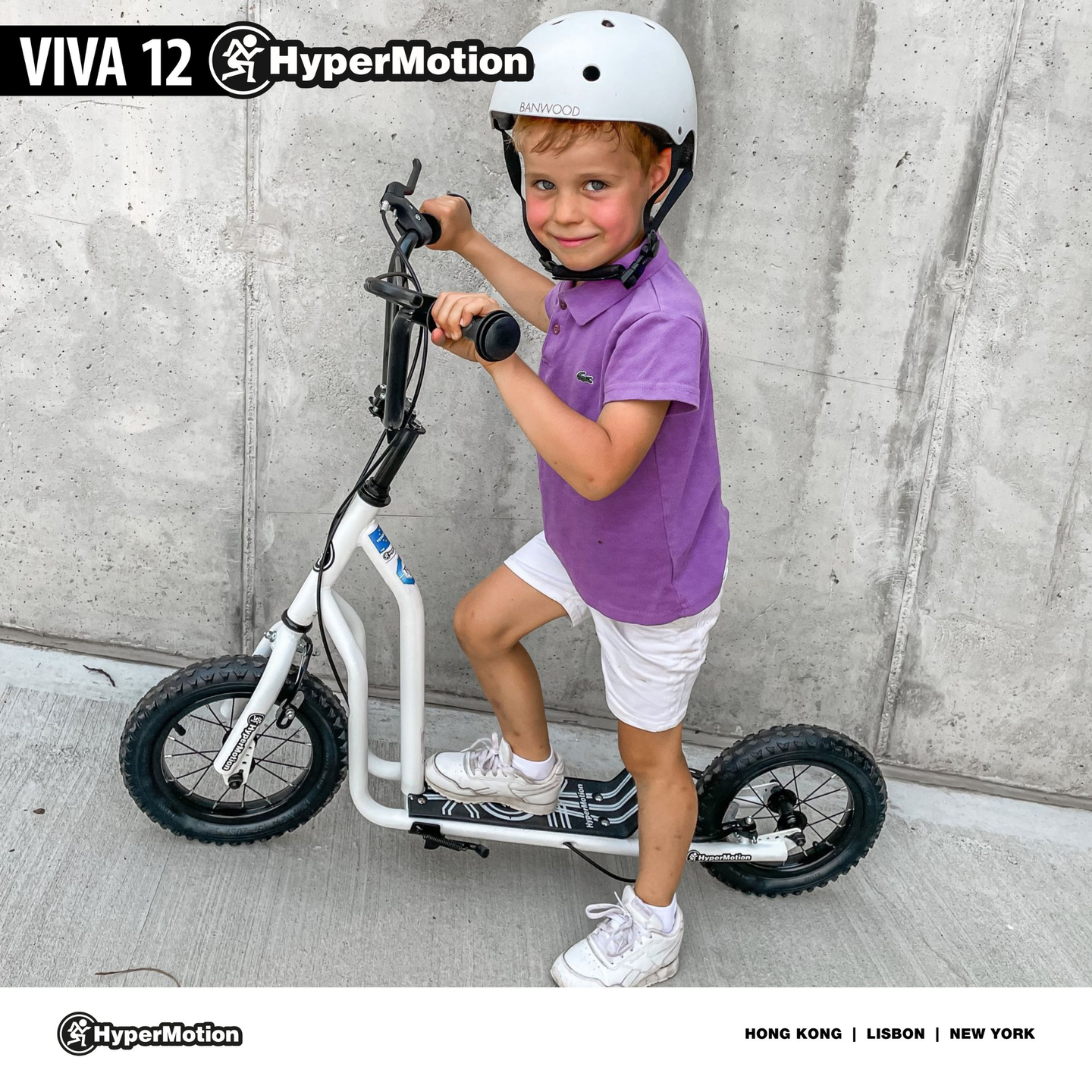 Monopattino HyperMotion VIVA 12 (ruote pompate da 30 cm) - Bianco