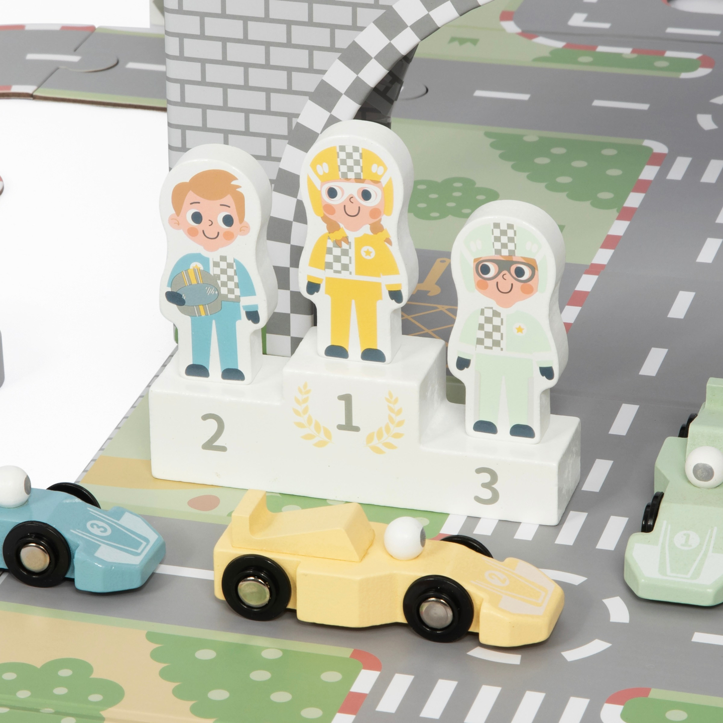 Valigia magnetica con pista, veicoli in legno e accessori stradali