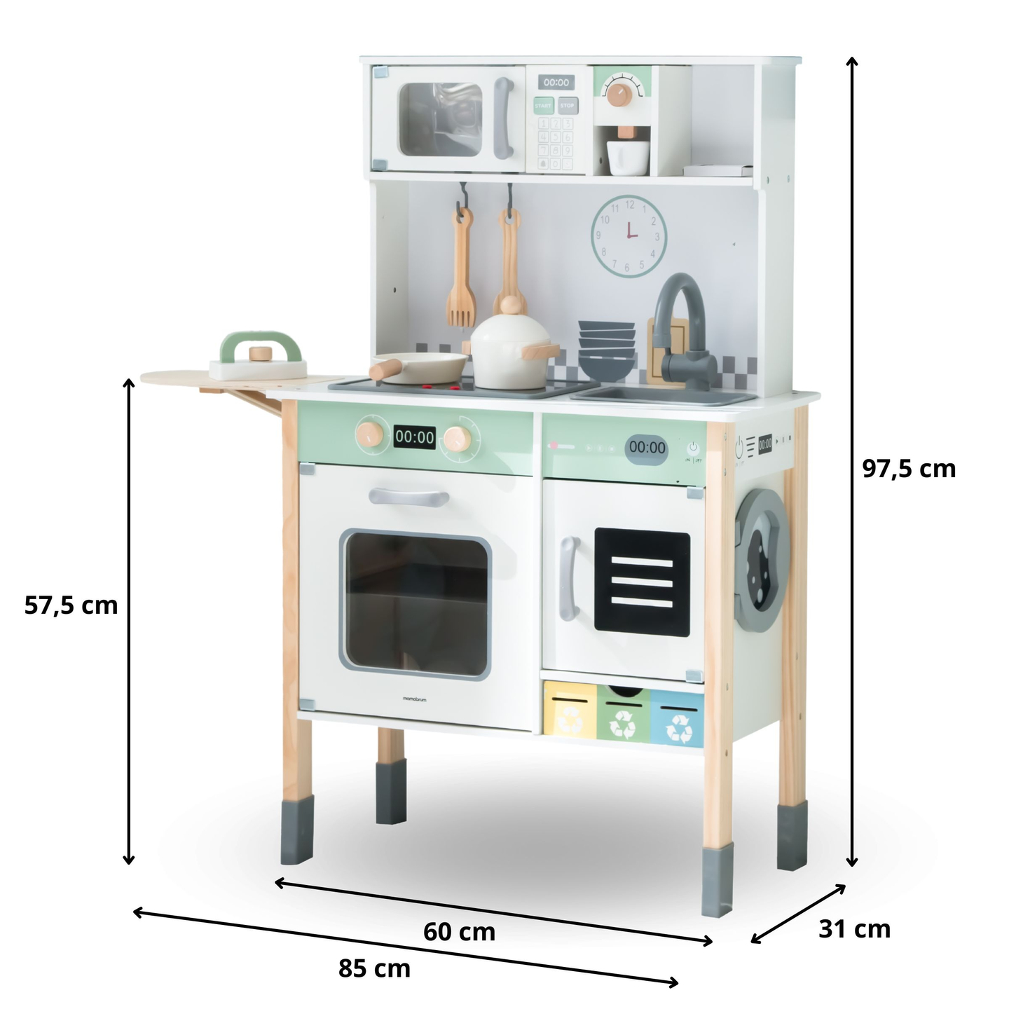 Cucina interattiva con lavatrice, lavastoviglie e lavagna