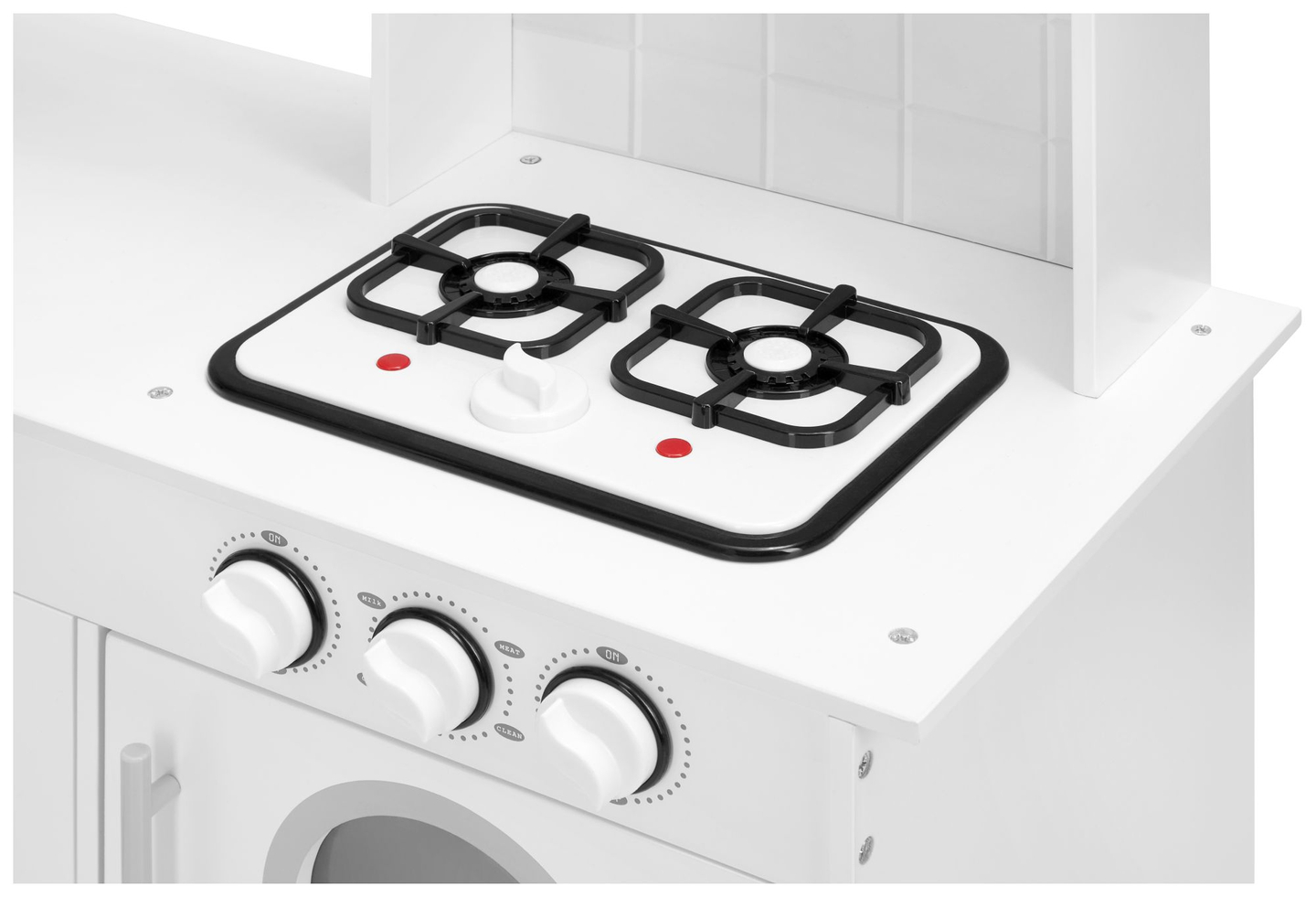 Cucina ad angolo in legno XXXL con frigorifero, forno, lavatrice, grembiule e accessori