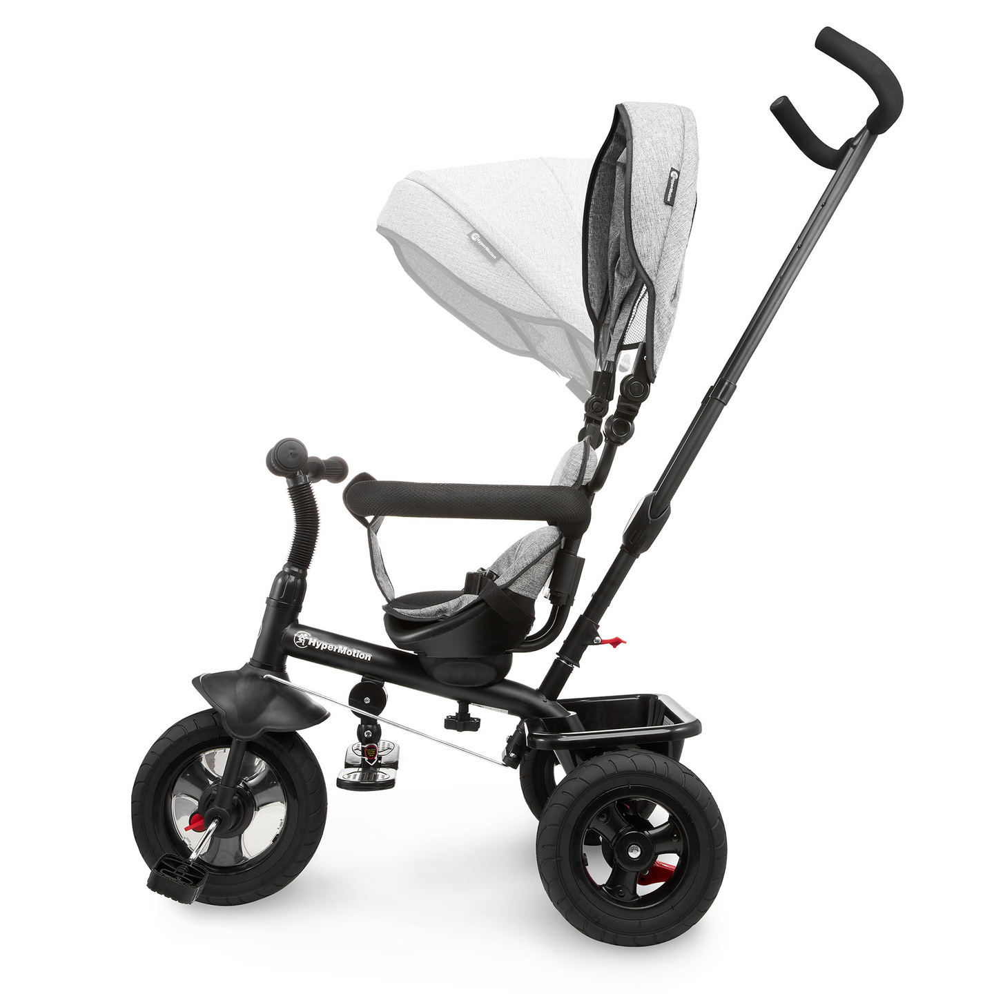 Triciclo per bambini 1-4 anni - TOBI FREY - colore grigio - girevole - ruote pompate + spingitore