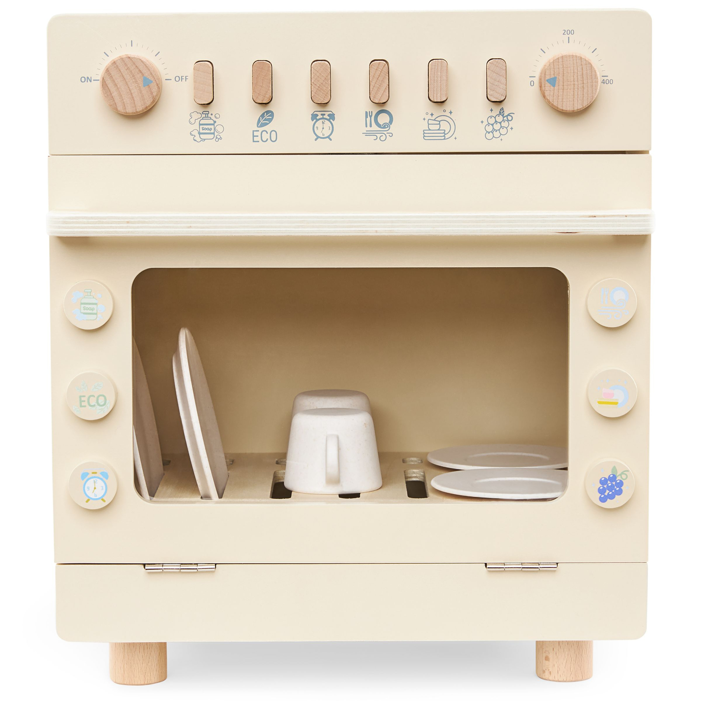 Lavastoviglie in legno con accessori