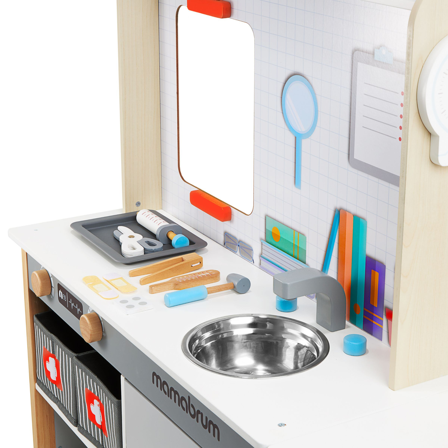 Ambulatorio medico in legno XXL - Set medico con accessori