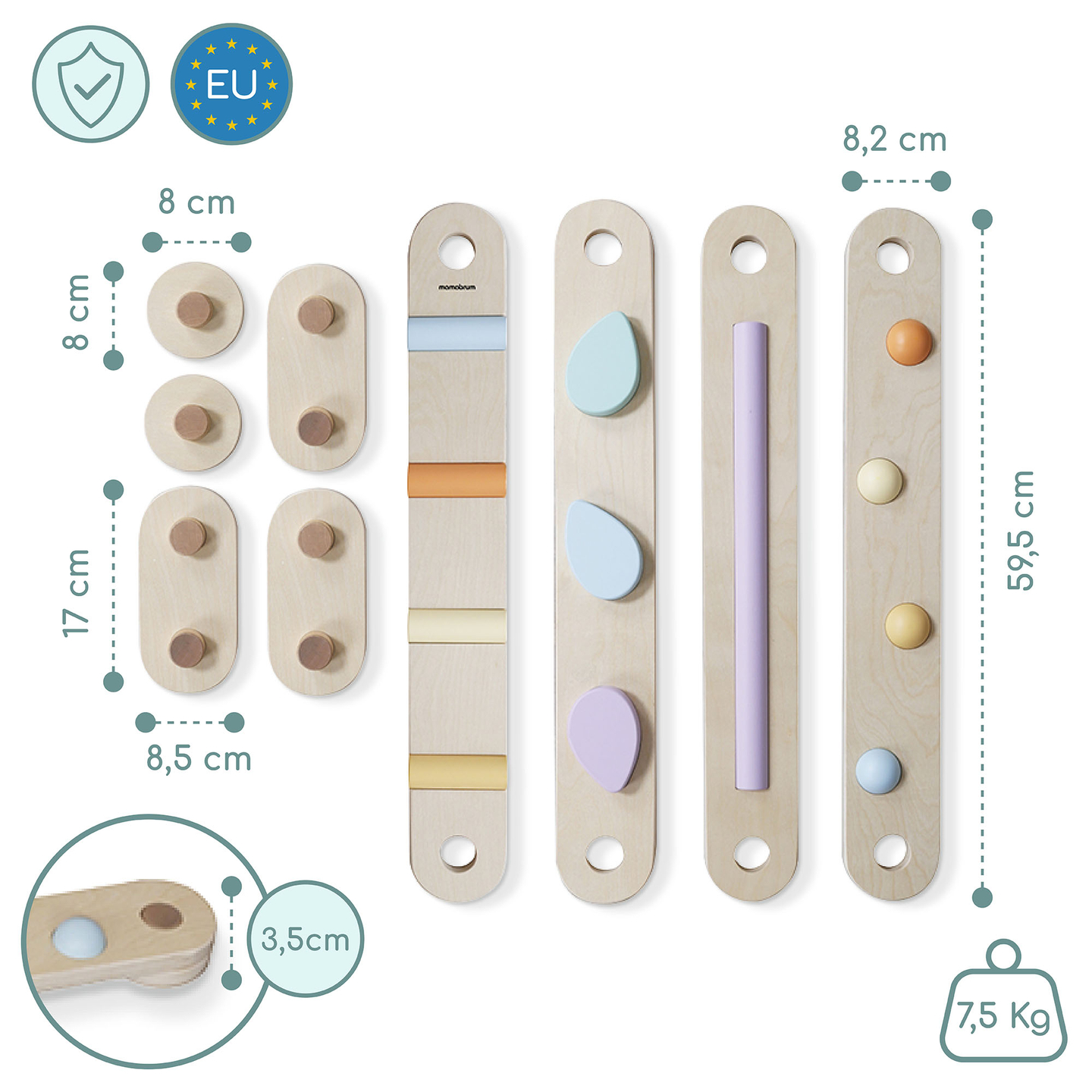 Grande percorso sensoriale in legno - pista di equilibrio - 9 elementi