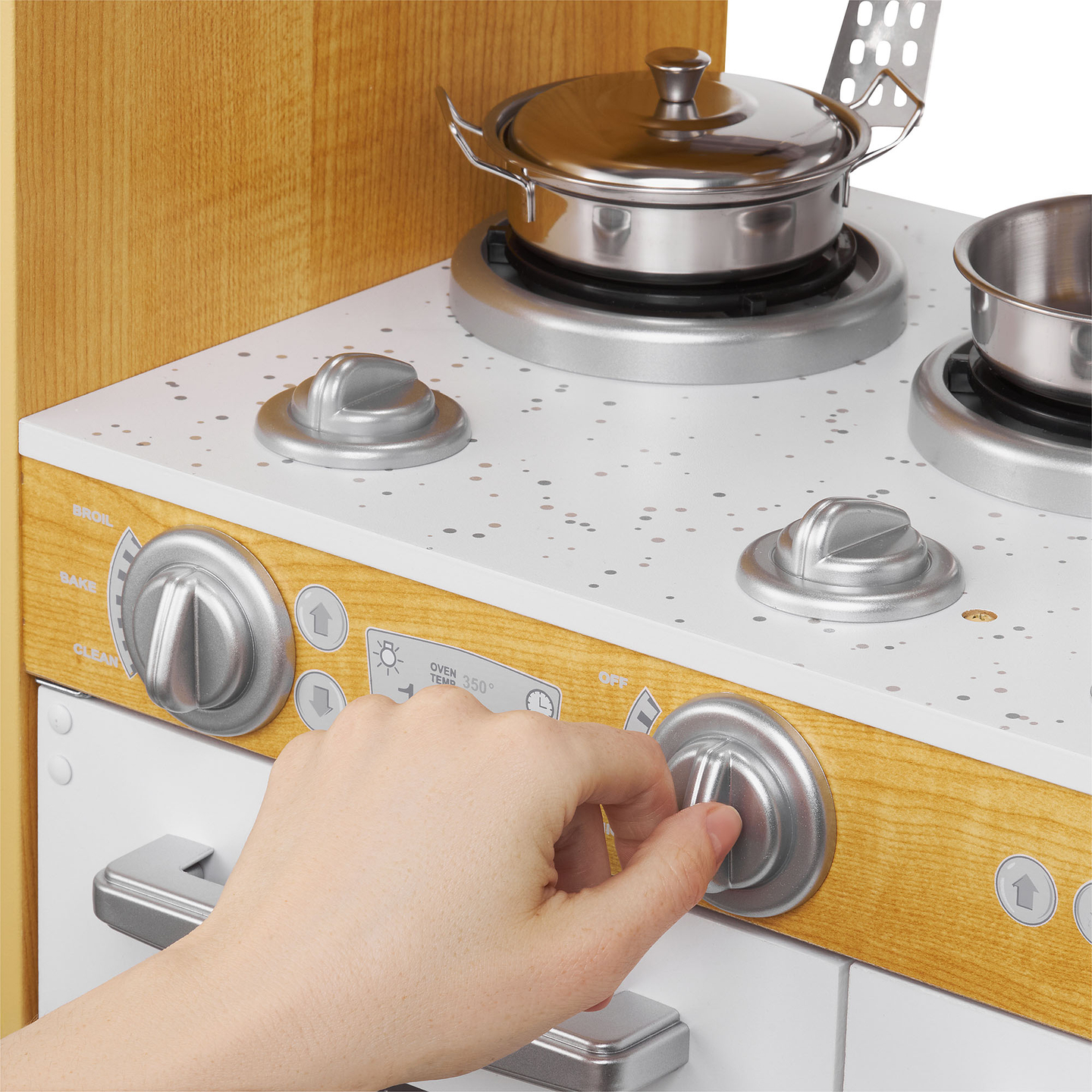 Cucina in legno XXL con illuminazione a LED, grembiule e accessori