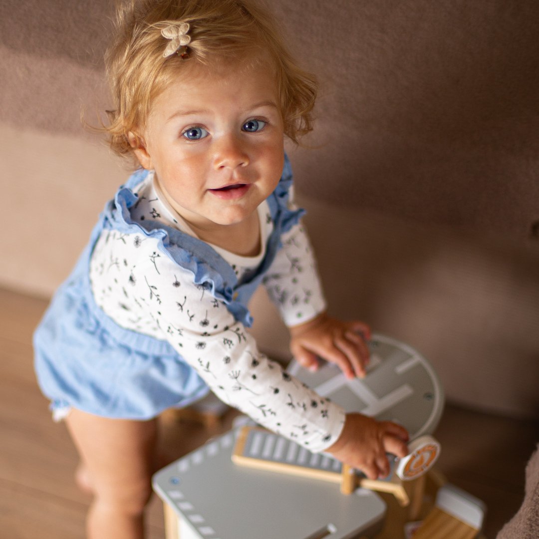 Stazione dei pompieri in legno con accessori, vigili del fuoco
