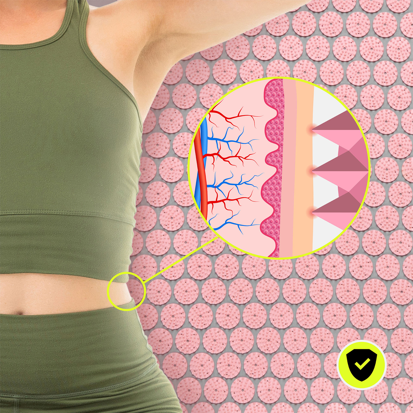 Tappetino per agopressione grande con cuscino e fodera - 130 cm HyperMotion grigio e rosa