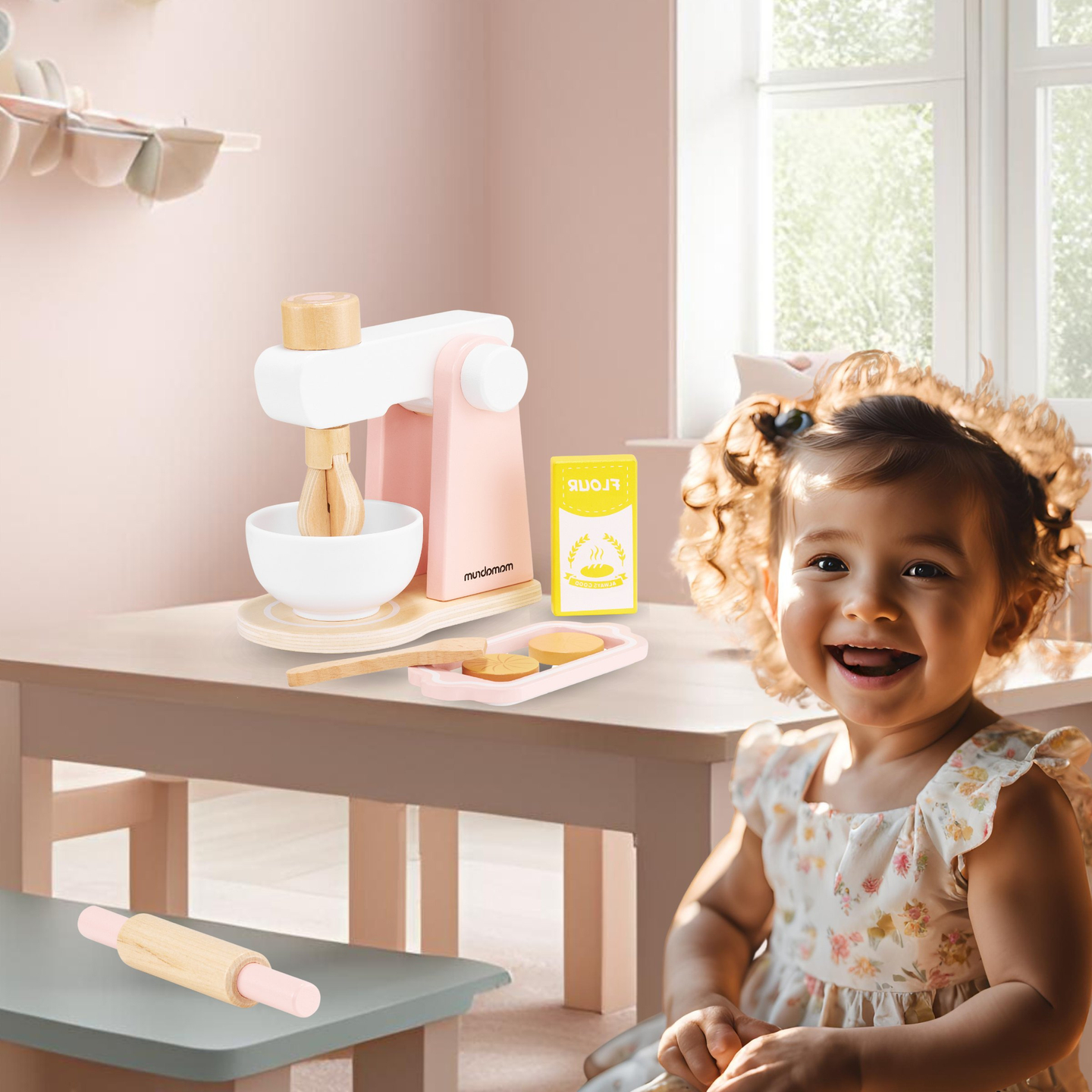 Impastatrice in legno con accessori, per bambini