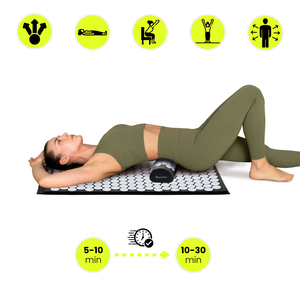 Tappetino per agopressione con cuscino e fodera - 72 cm HyperMotion nero e bianco