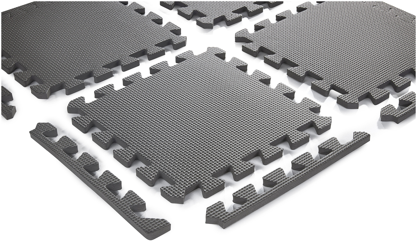 Puzzle in schiuma 12 pezzi. - tappetino didattico in schiuma 120 x 90 x 1.2cm con bordi - grigio