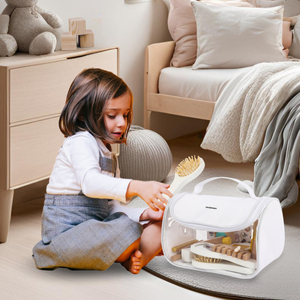 Set da trucco per bambini - borsa per il trucco + accessori in legno, 15 pezzi