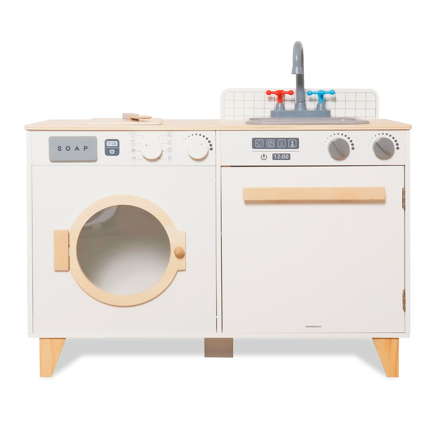 Lavanderia e cucina in legno - set da casa 2 in 1 per bambini