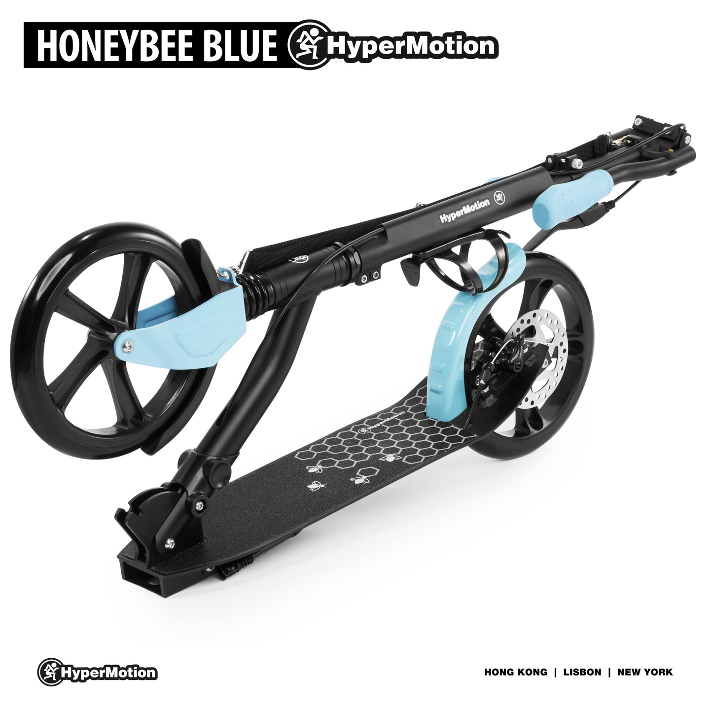 Scooter da città a due ruote HONEYBEE Blue HyperMotion 100kg - interamente in alluminio, ruote grandi da 250mm