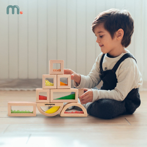 Set di blocchi sensoriali in legno con diversi ripieni - 15 pezzi