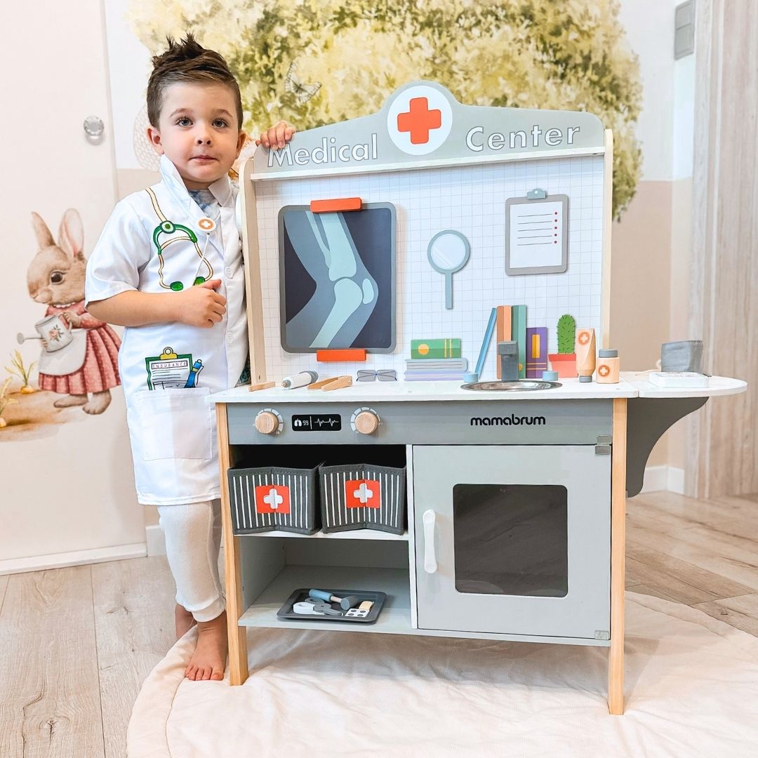 Ambulatorio medico in legno XXL - Set medico con accessori