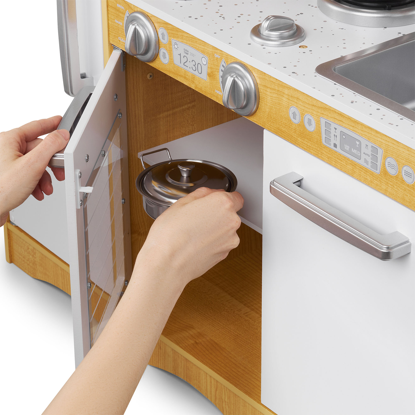 Cucina in legno XXL con illuminazione a LED, grembiule e accessori