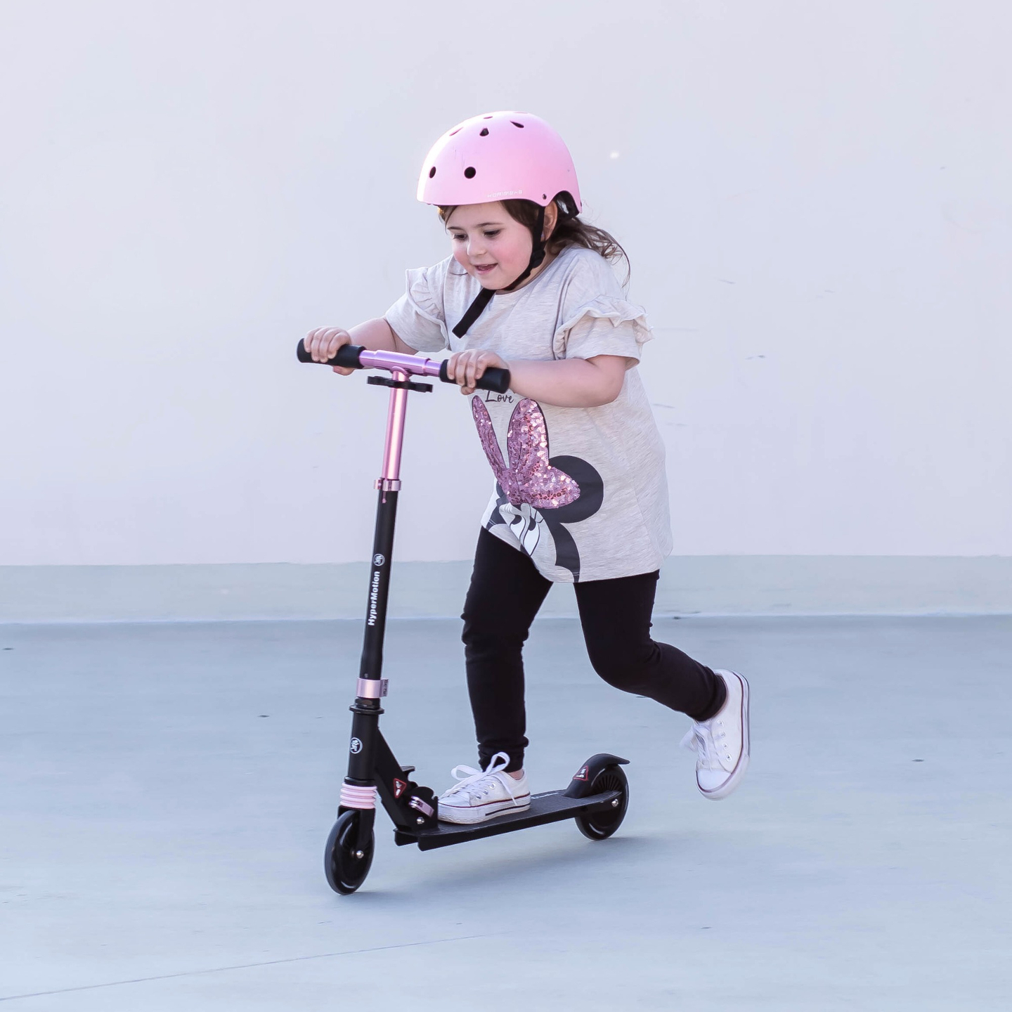 Monopattino a due ruote con ammortizzatore WALLY 4-9 anni da HyperMotion nero-rosa