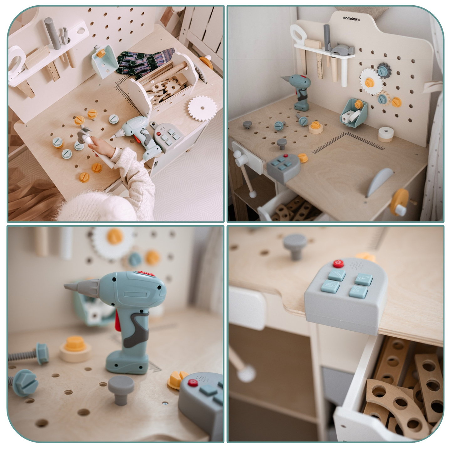 XXL Grande officina in legno con attrezzi - set per il bricolage, 74 elementi