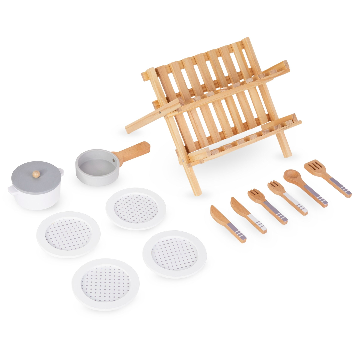 Accessori da cucina in legno con asciugapentole - set per bambini