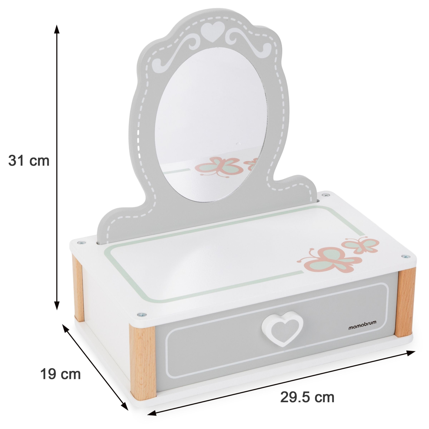 Tavolino da toeletta per bambini in legno con accessori