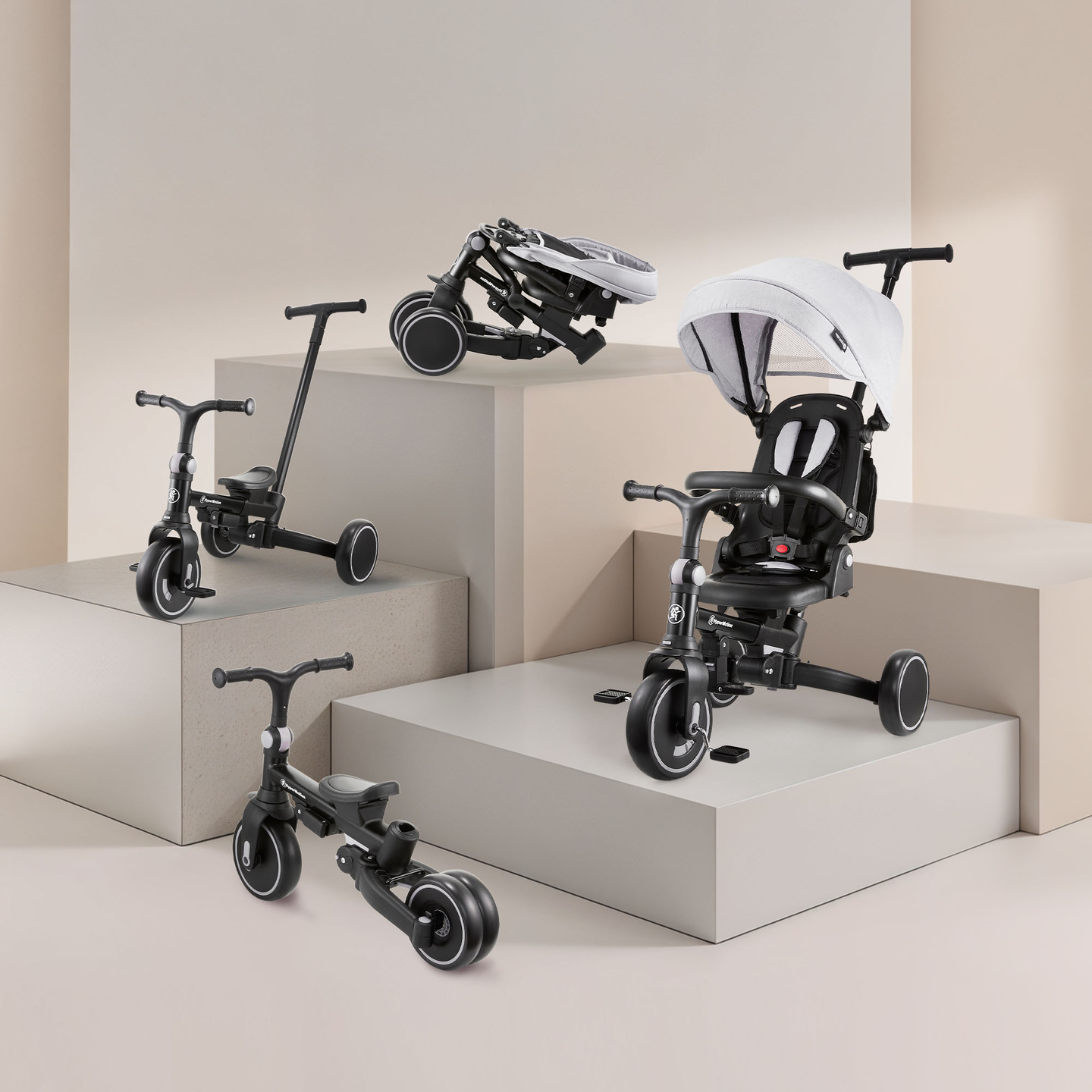 Triciclo multifunzionale 8in1 TOBI FOREST - grigio