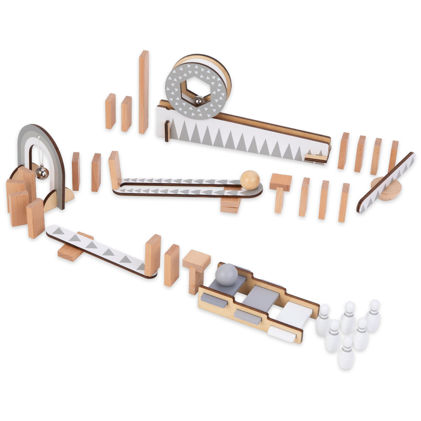 Blocchi di domino in legno - percorso ad ostacoli - 48 elementi