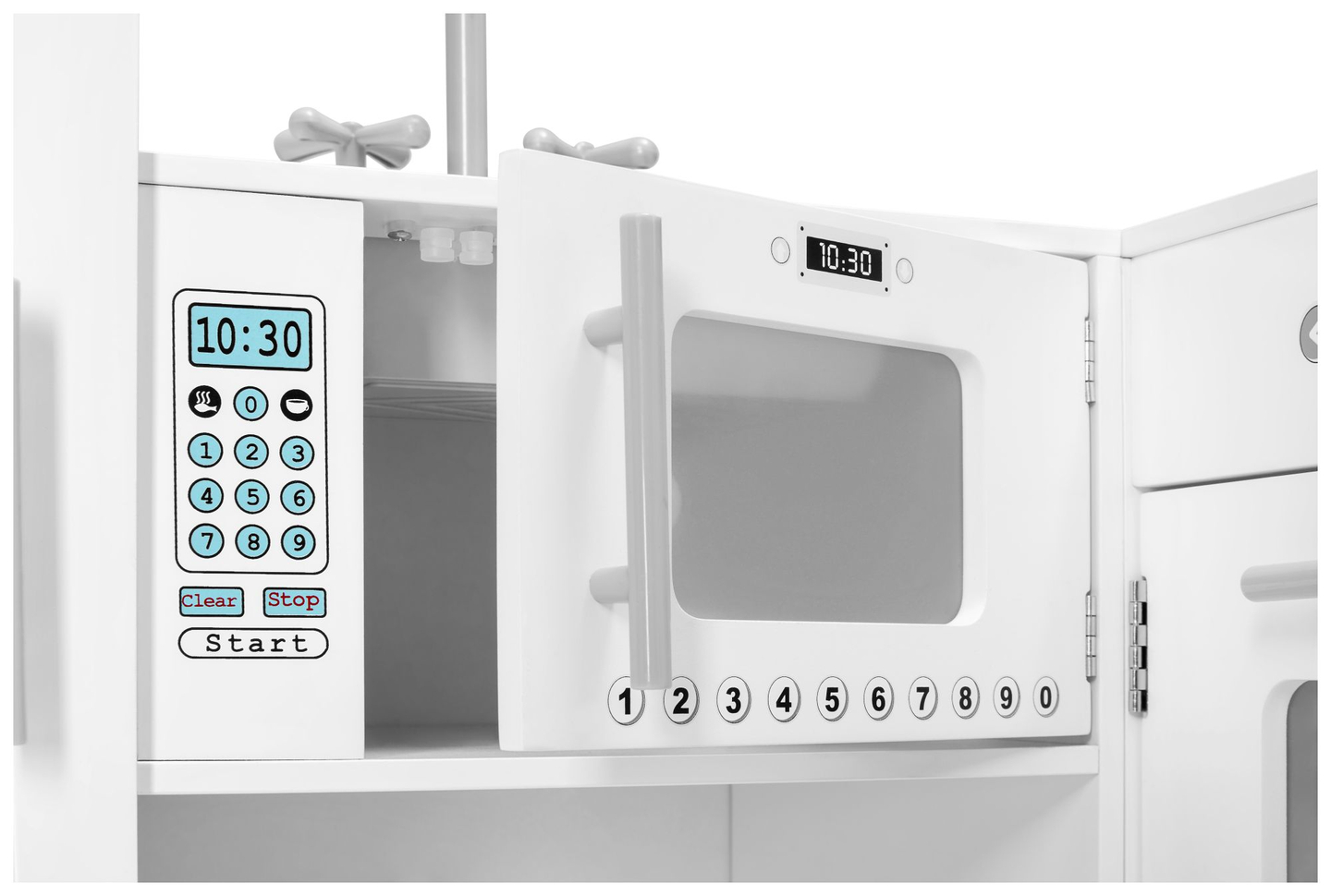 Cucina ad angolo in legno XXXL con frigorifero, forno, lavatrice, grembiule e accessori