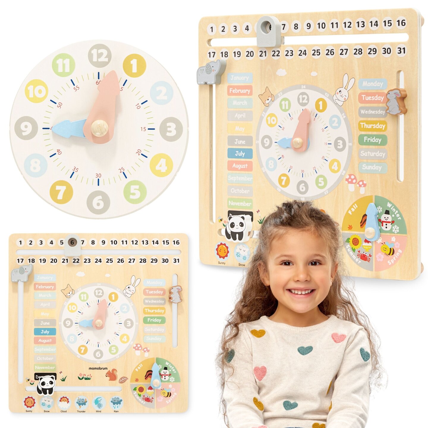 Calendario in legno per bambini 6in1