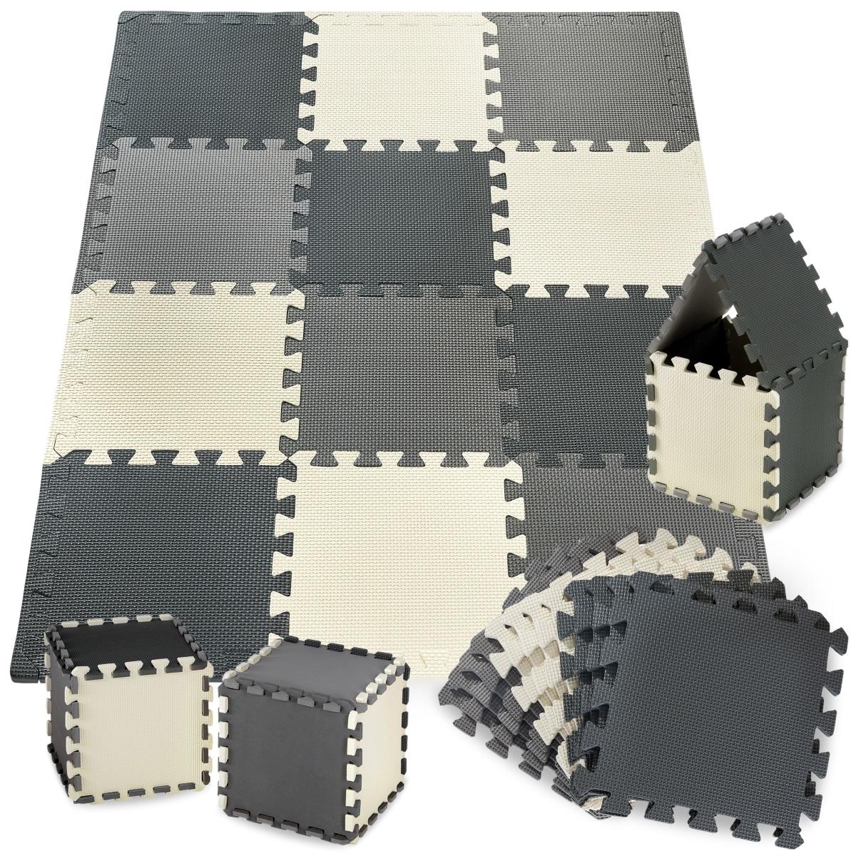 Puzzle in schiuma 12 pz. - tappetino didattico in schiuma 120 x 90 x 1,2 cm con bordi - grigio