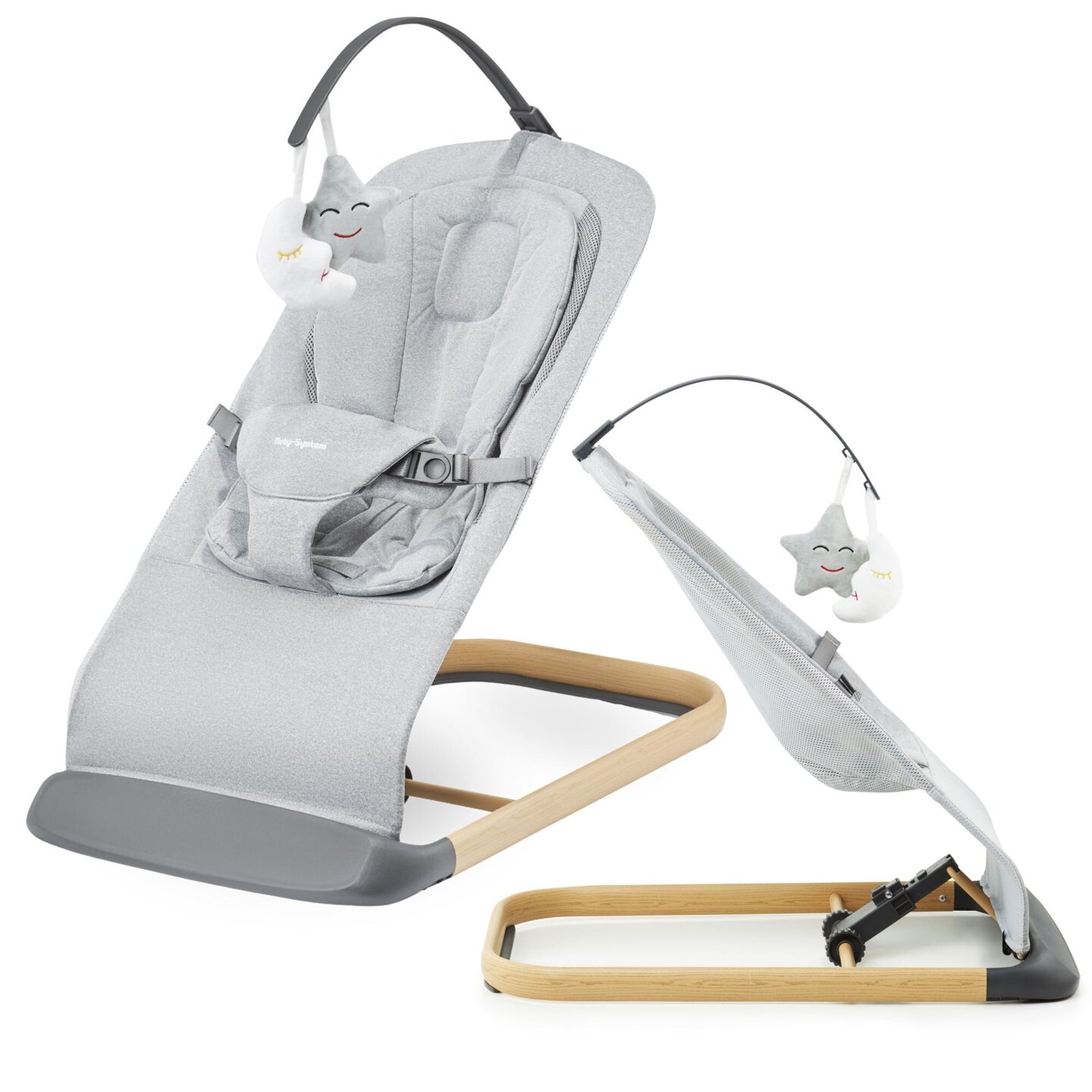 Sedia a dondolo 2 in 1 Moby- Sistema LILY - grigio