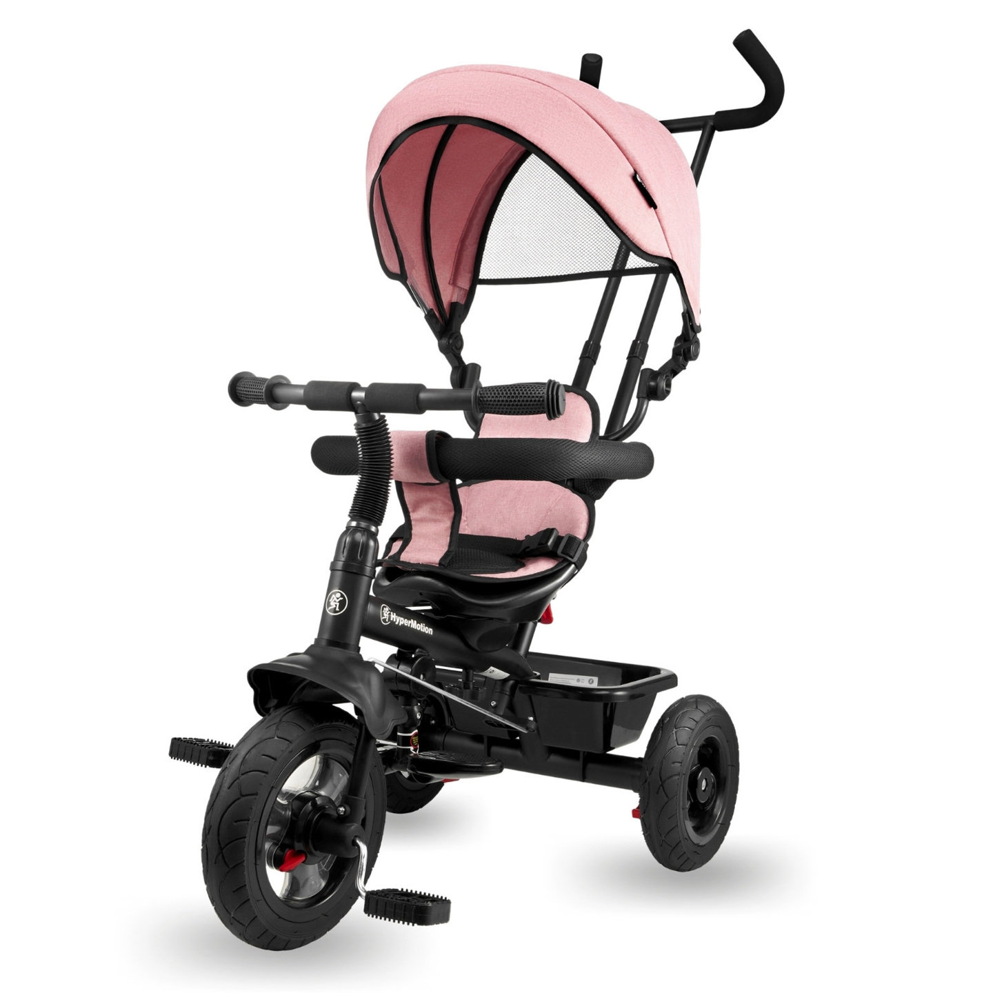 Triciclo per bambini 1-4 anni - TOBI FREY - colore rosa - girevole - ruote pompate + spintore